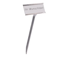 Pflanzenschild mit Gravur 300 mm Silber, Text Schwarz